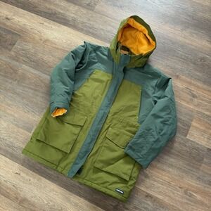 Lands End Squall Winter Parks Jacket Insulated‎ Sz L Green Two Tone Women's
